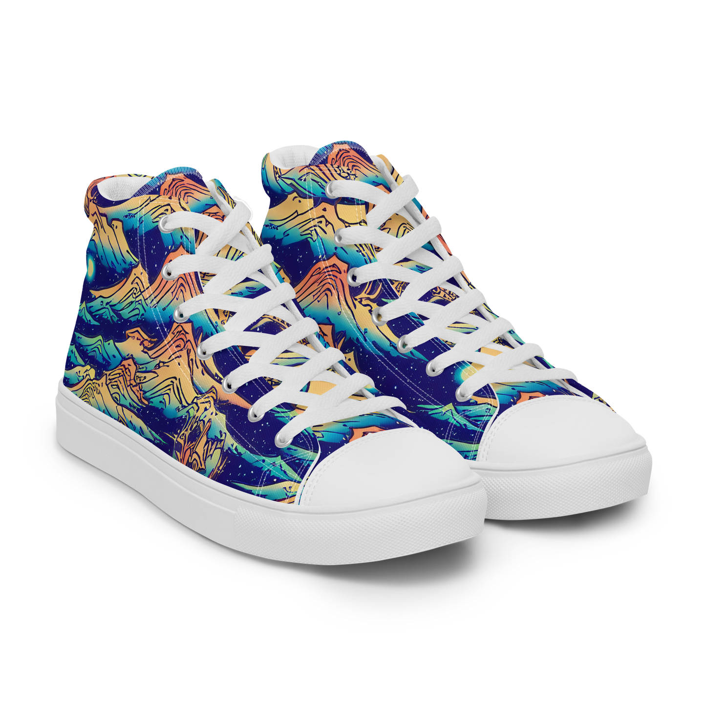 Men's High Top Canvas Shoes - Mystical Mountain Mirage