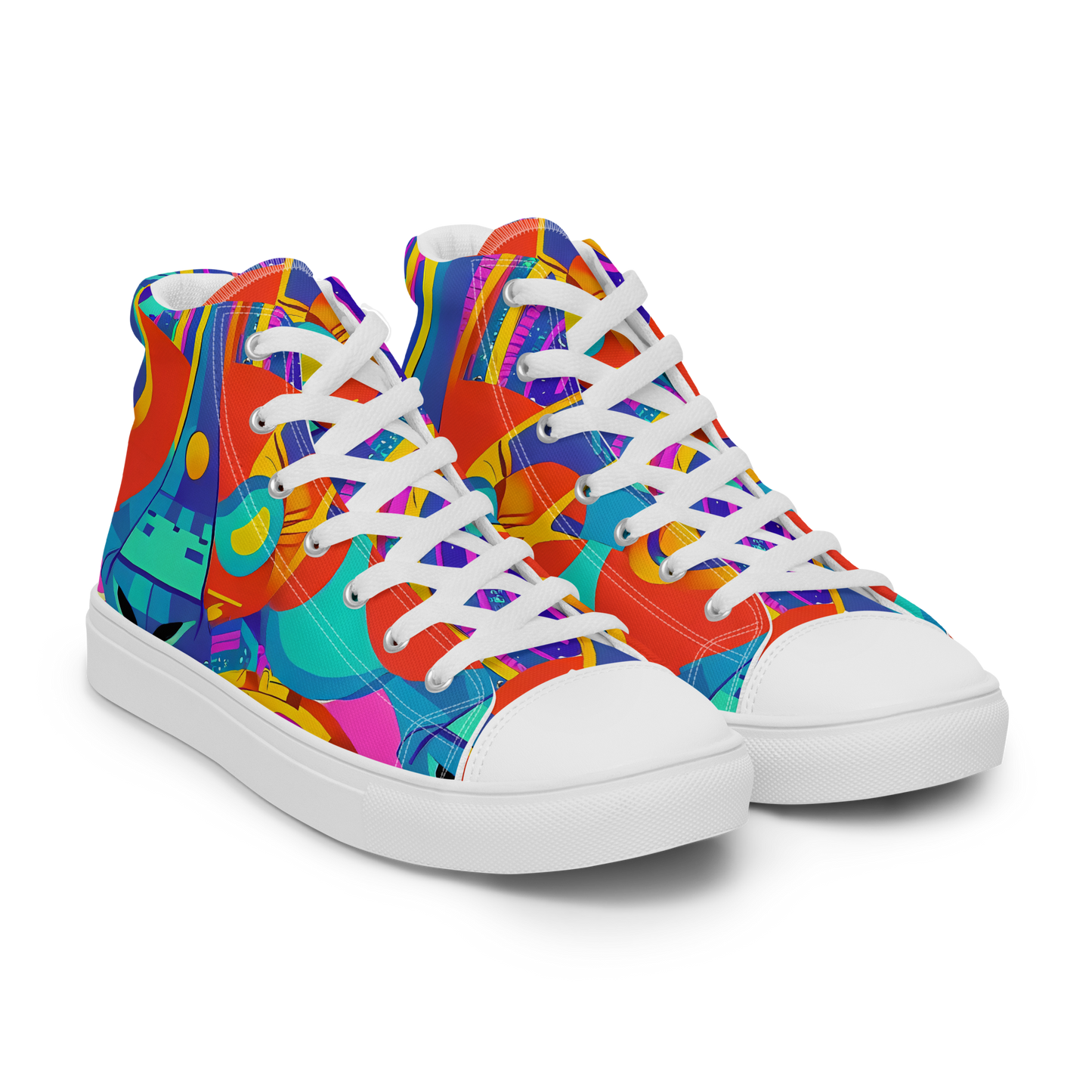 Men's High Top Canvas Shoes - Blast of Color