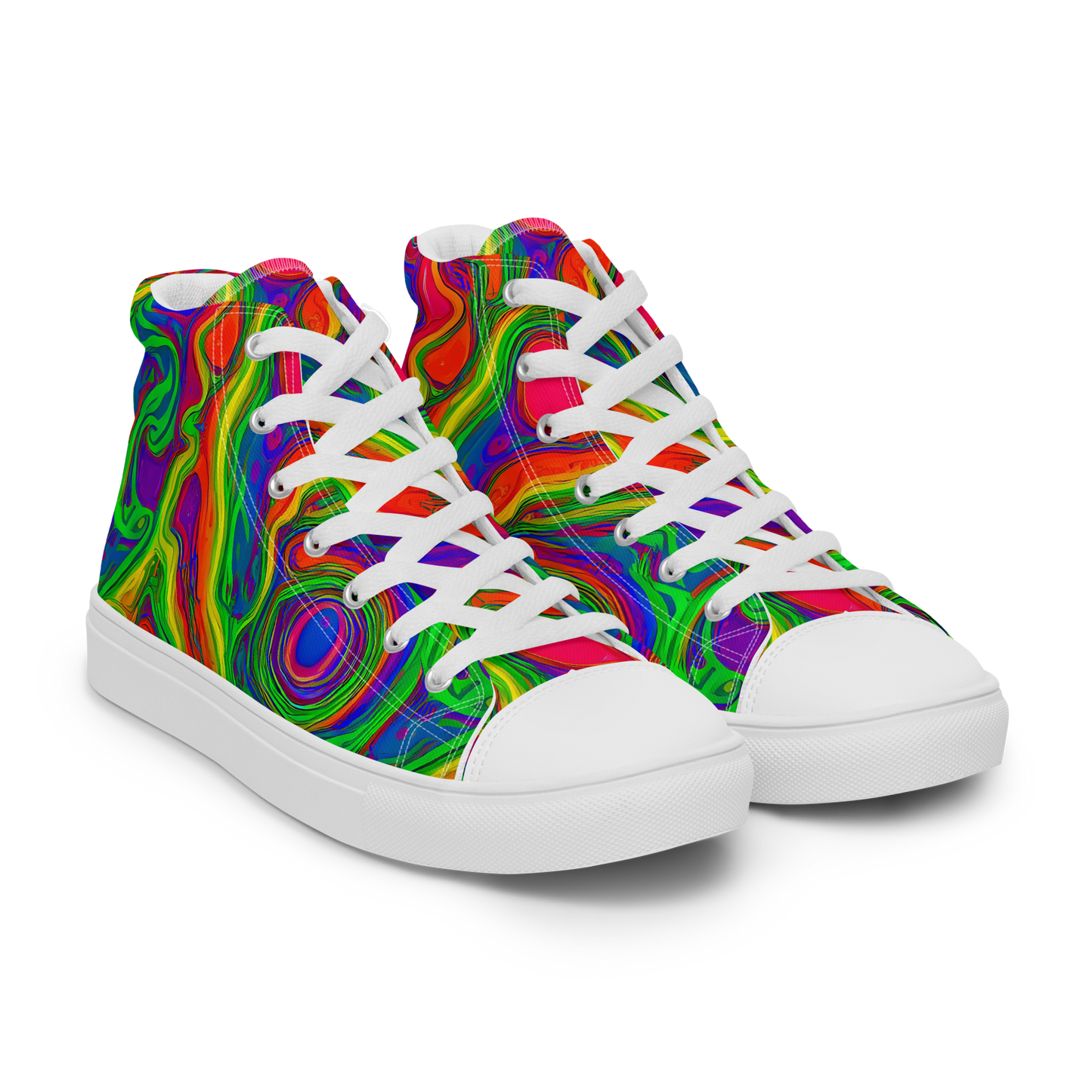 Men's High Top Canvas Shoes - Psychedelic Waves