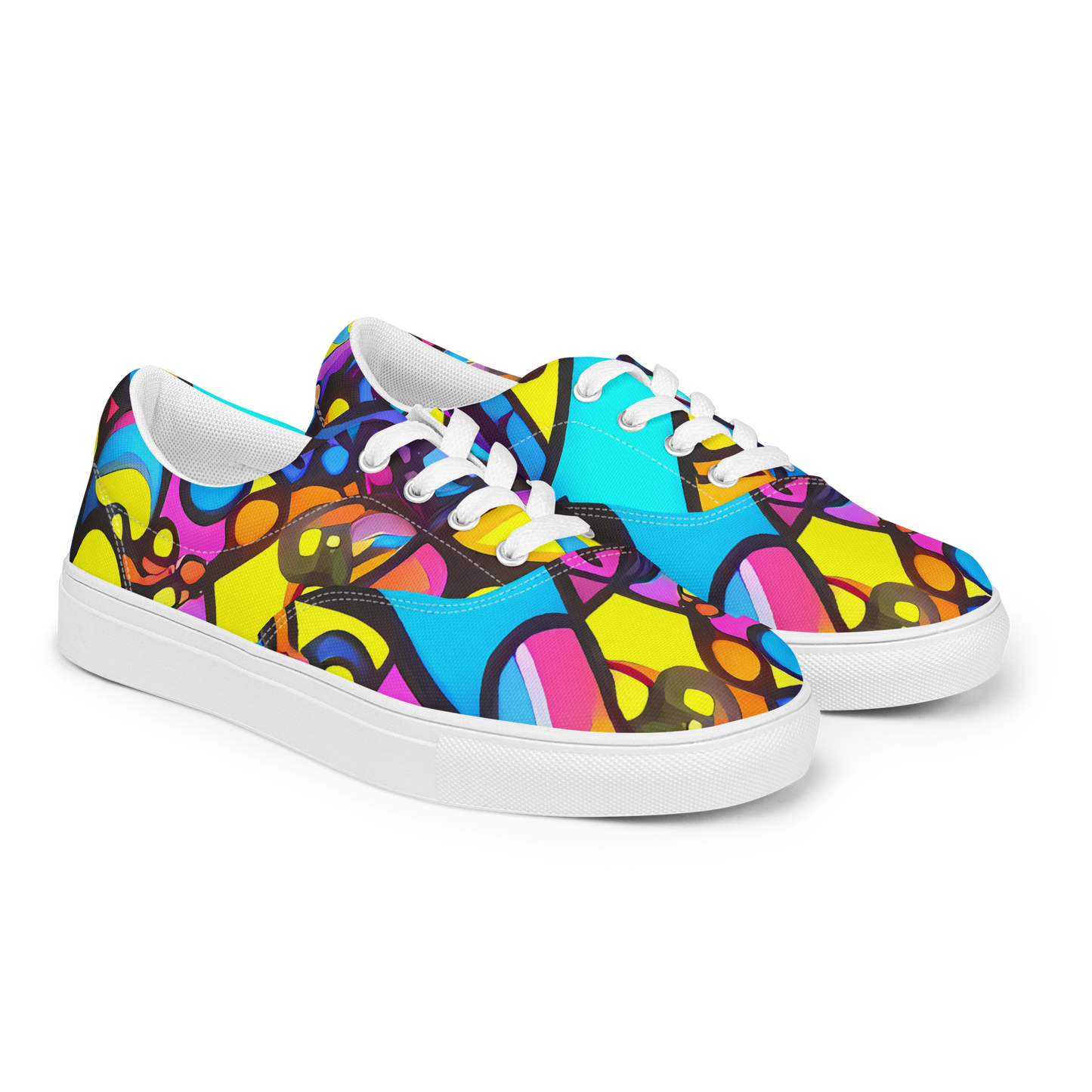 Men's Lace-Up Canvas Shoes - Kaleidoscopic Flow