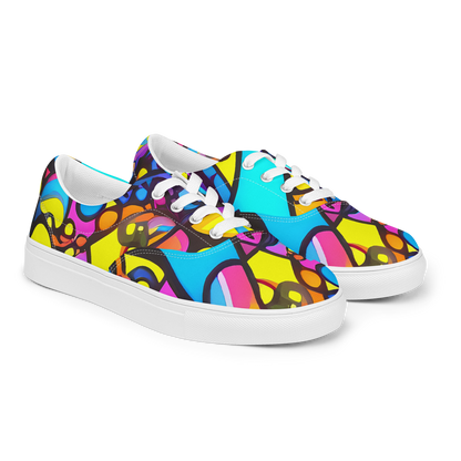 Men's Lace-Up Canvas Shoes - Kaleidoscopic Flow