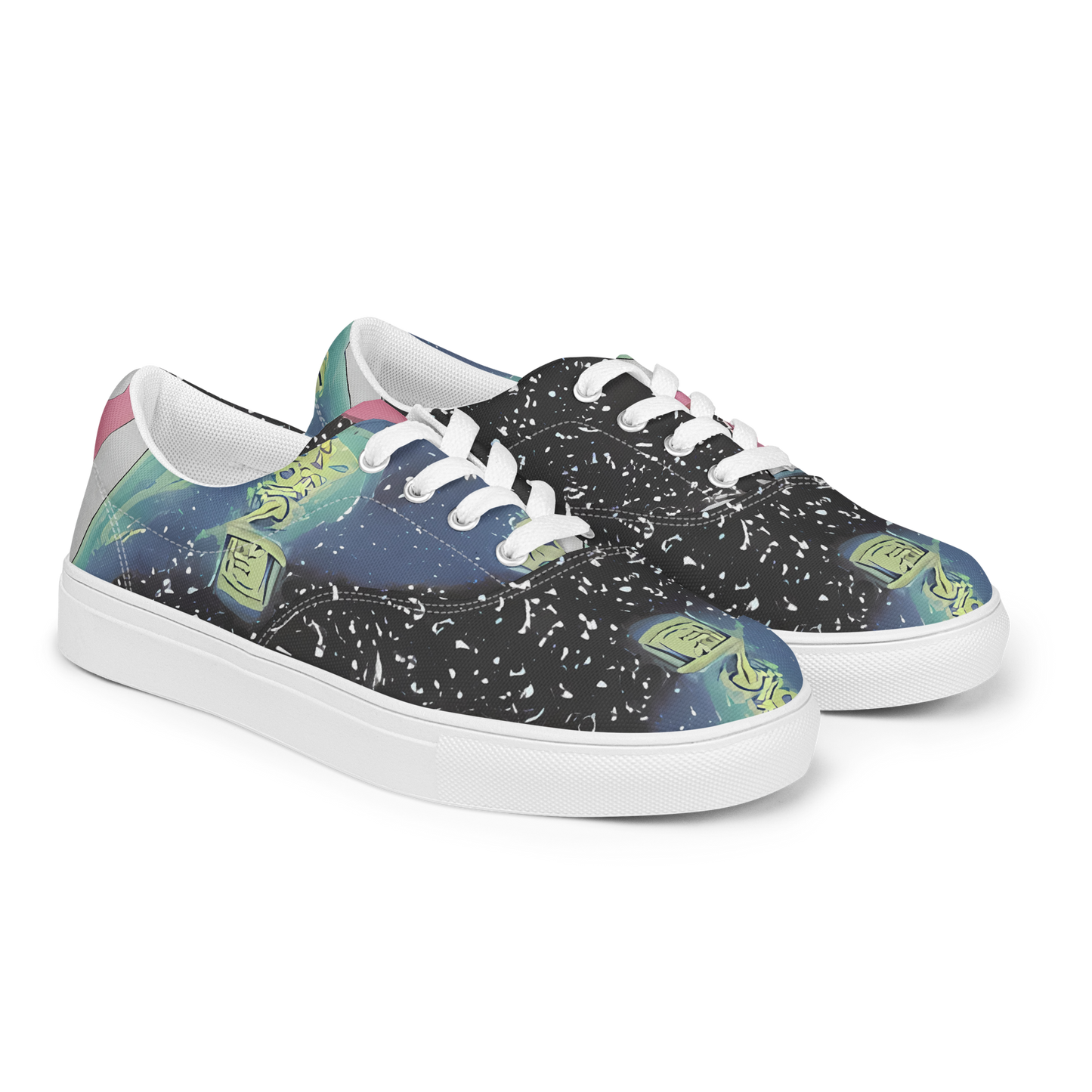 Women's Lace-Up Canvas Shoes - Lunar Waves