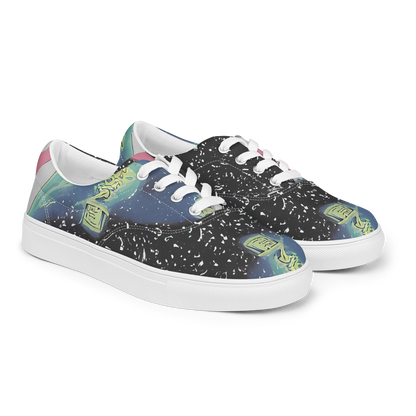 Women's Lace-Up Canvas Shoes - Lunar Waves