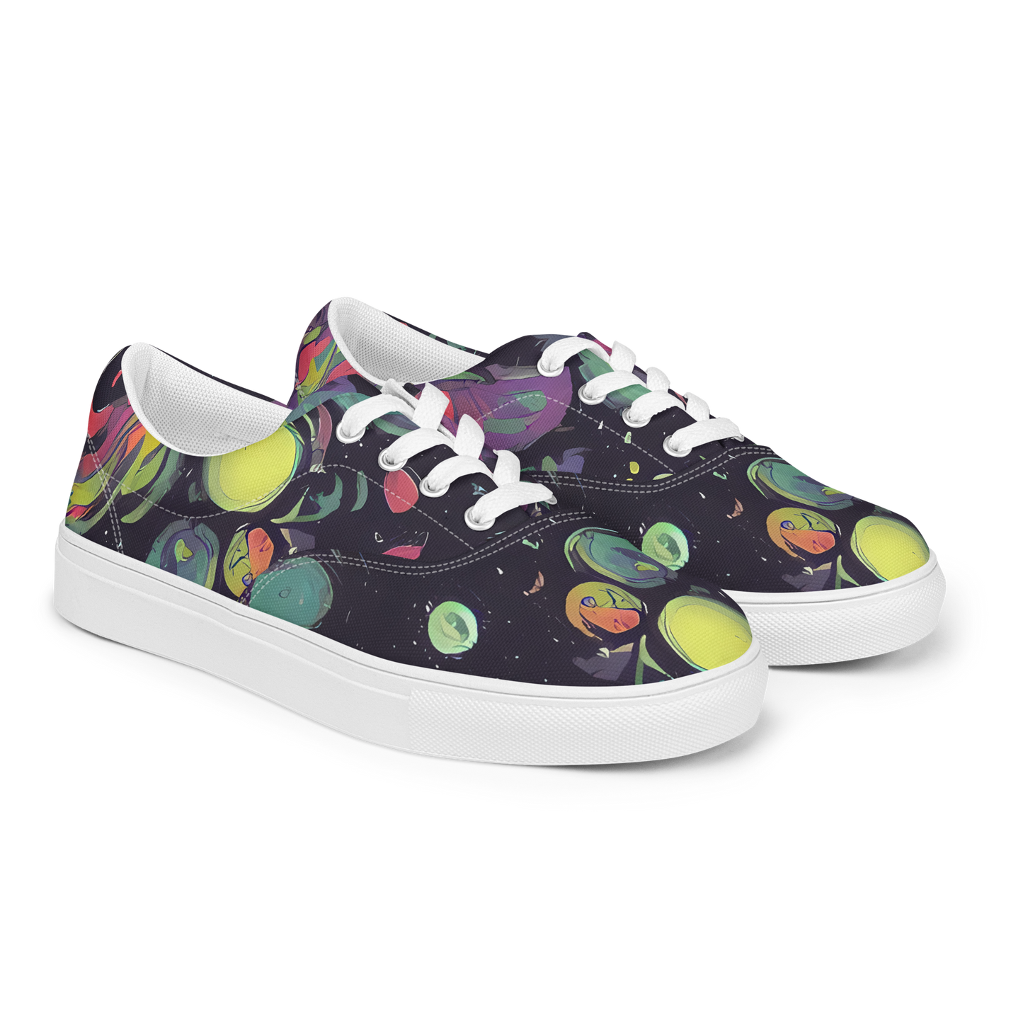 Women's Lace-Up Canvas Shoes - Psychedelic Drift