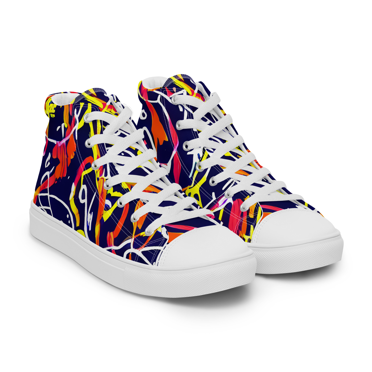 Men's High Top Canvas Shoes - Neon Currents