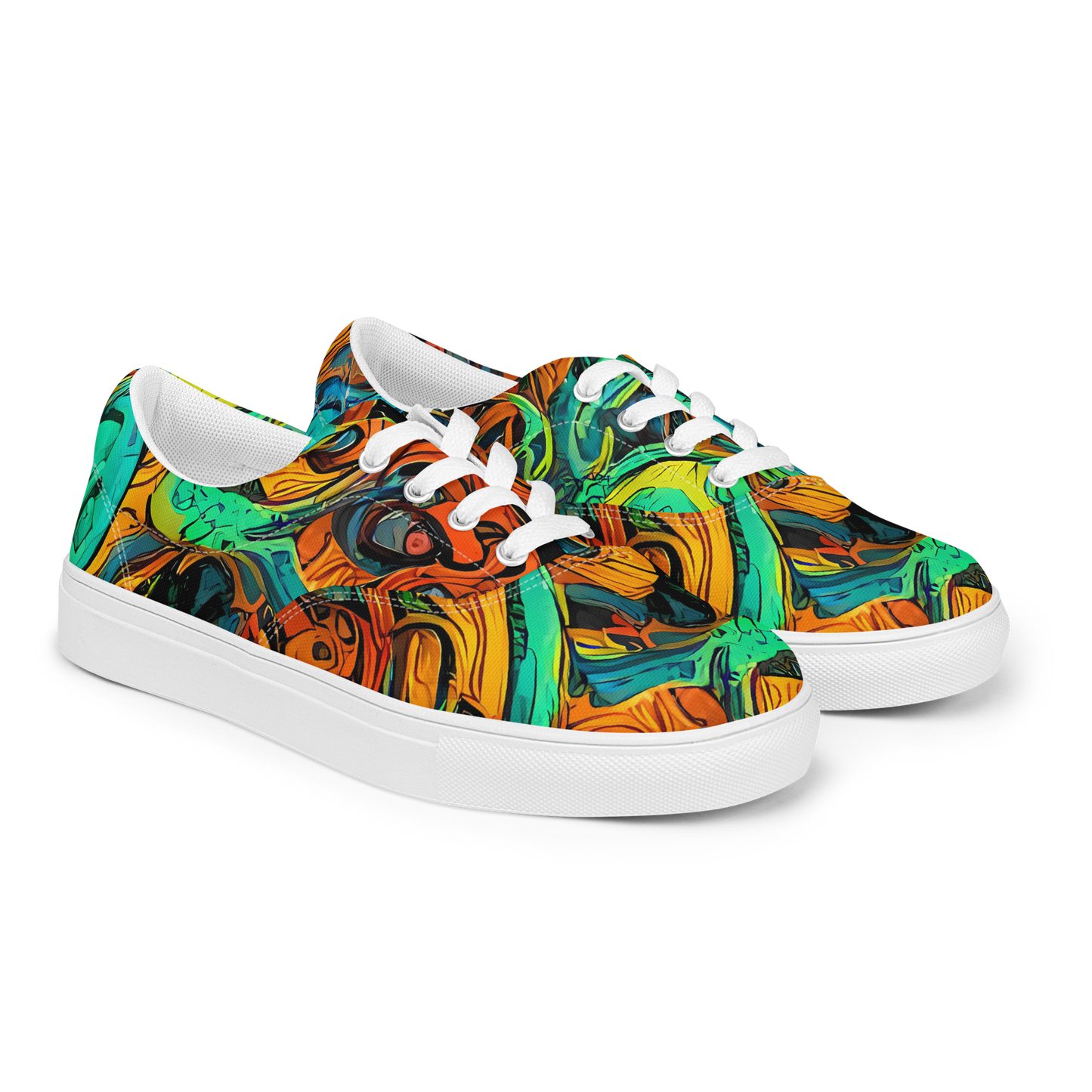 Women's Lace-Up Canvas Shoes - Flaming Mirage