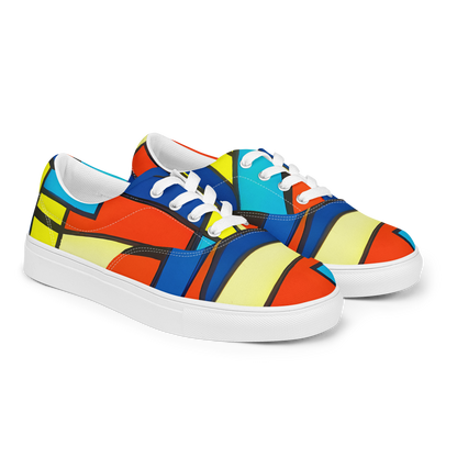 Women's Lace-Up Canvas Shoes - Neon Fractals