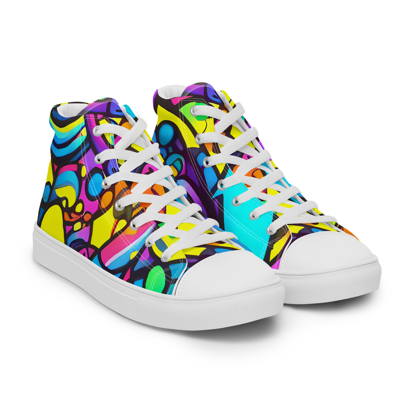 Women's High Top Canvas Shoes - Kaleidoscopic Flow
