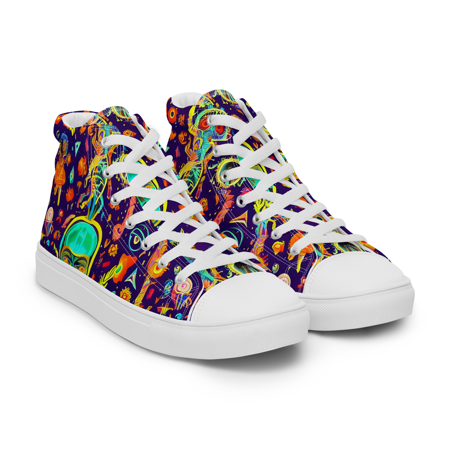 Men's High Top Canvas Shoes - Celestial Quirk