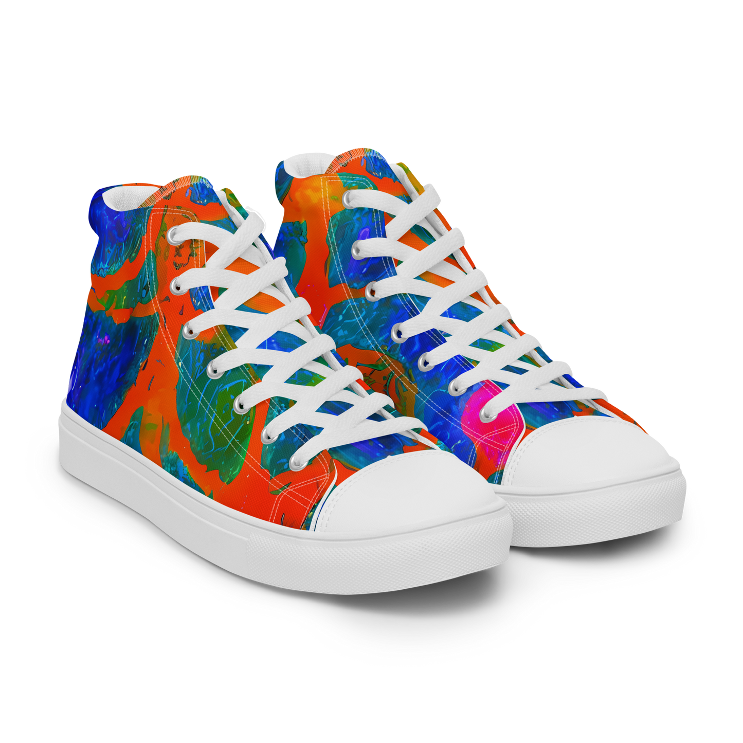 Men's High Top Canvas Shoes - Vibrant Mosaic