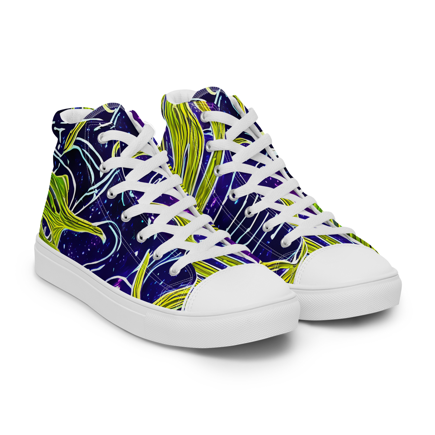 Men's High Top Canvas Shoes - Celestial Scribbles