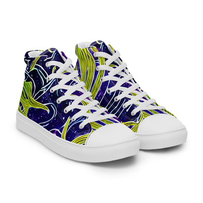 Men's High Top Canvas Shoes - Celestial Scribbles