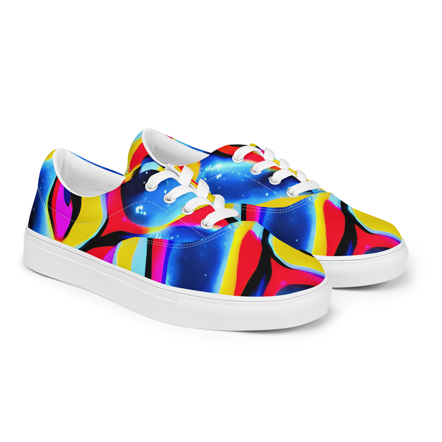 Men's Lace-Up Canvas Shoes - Electric Dreamscape