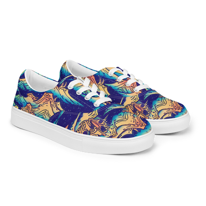 Women's Lace-Up Canvas Shoes - Mystical Mountain Mirage