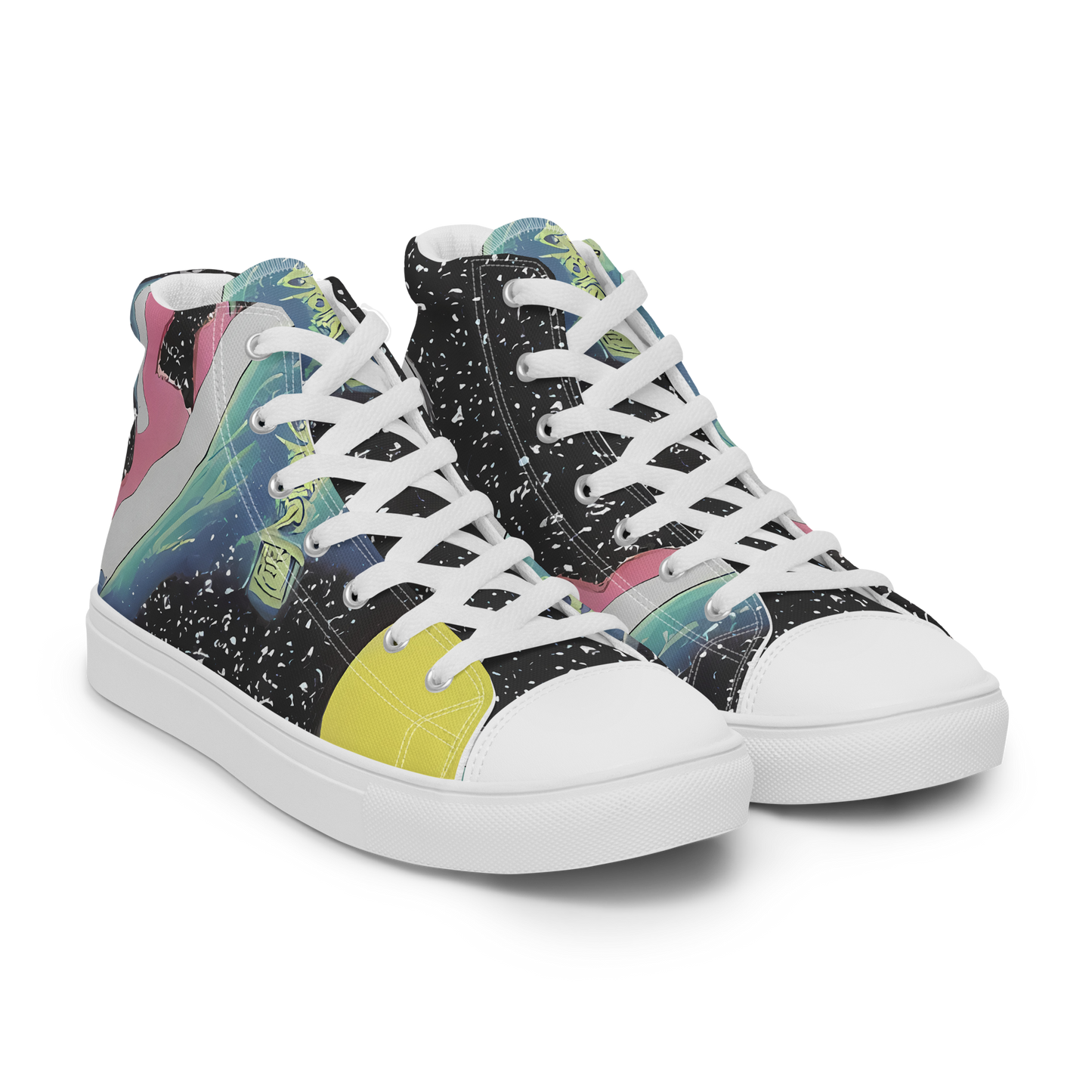 Women's High Top Canvas Shoes - Lunar Waves