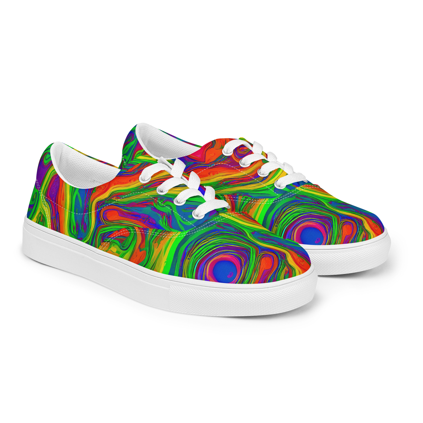 Women's Lace-Up Canvas Shoes - Psychedelic Waves