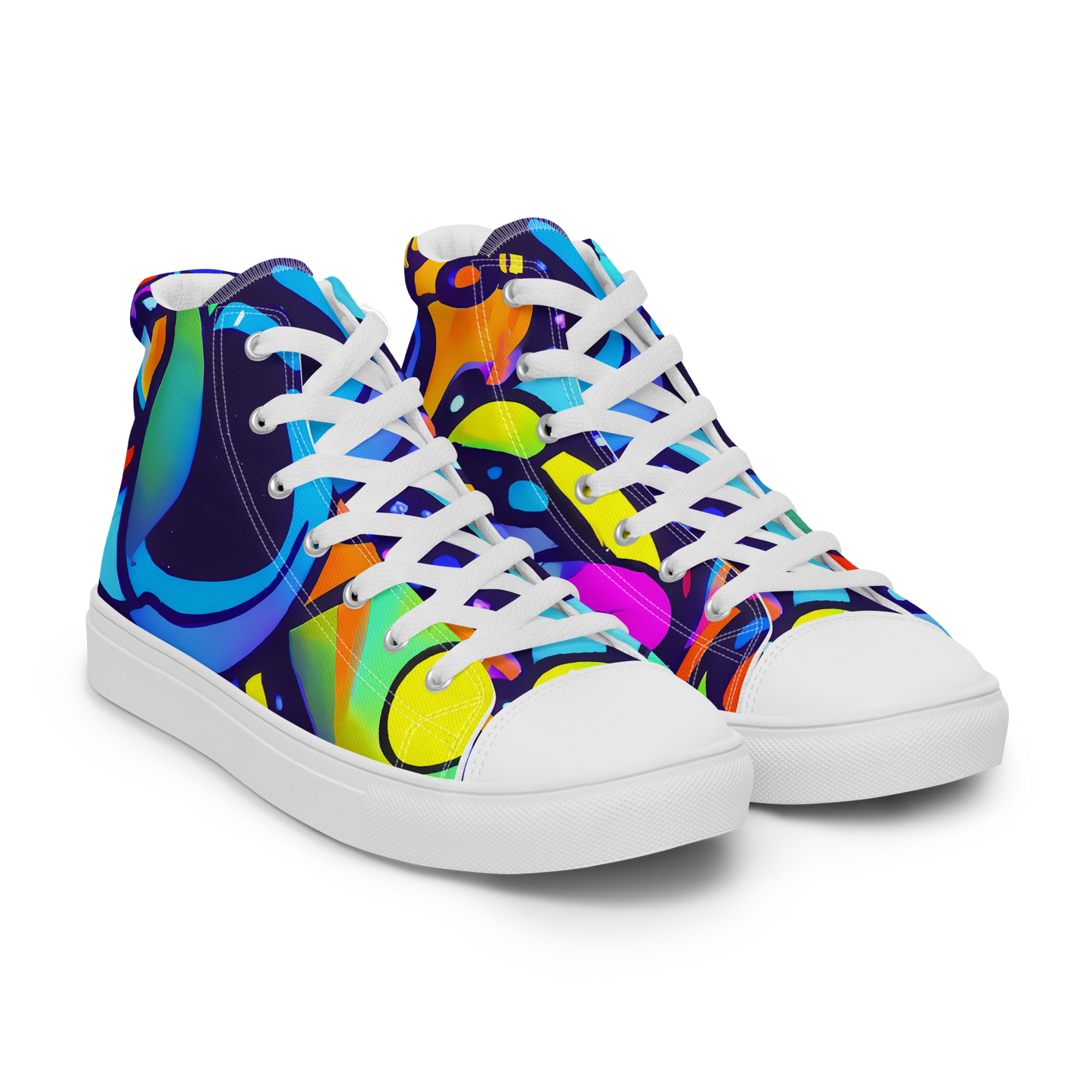 Men's High Top Canvas Shoes - Neon Graffscape