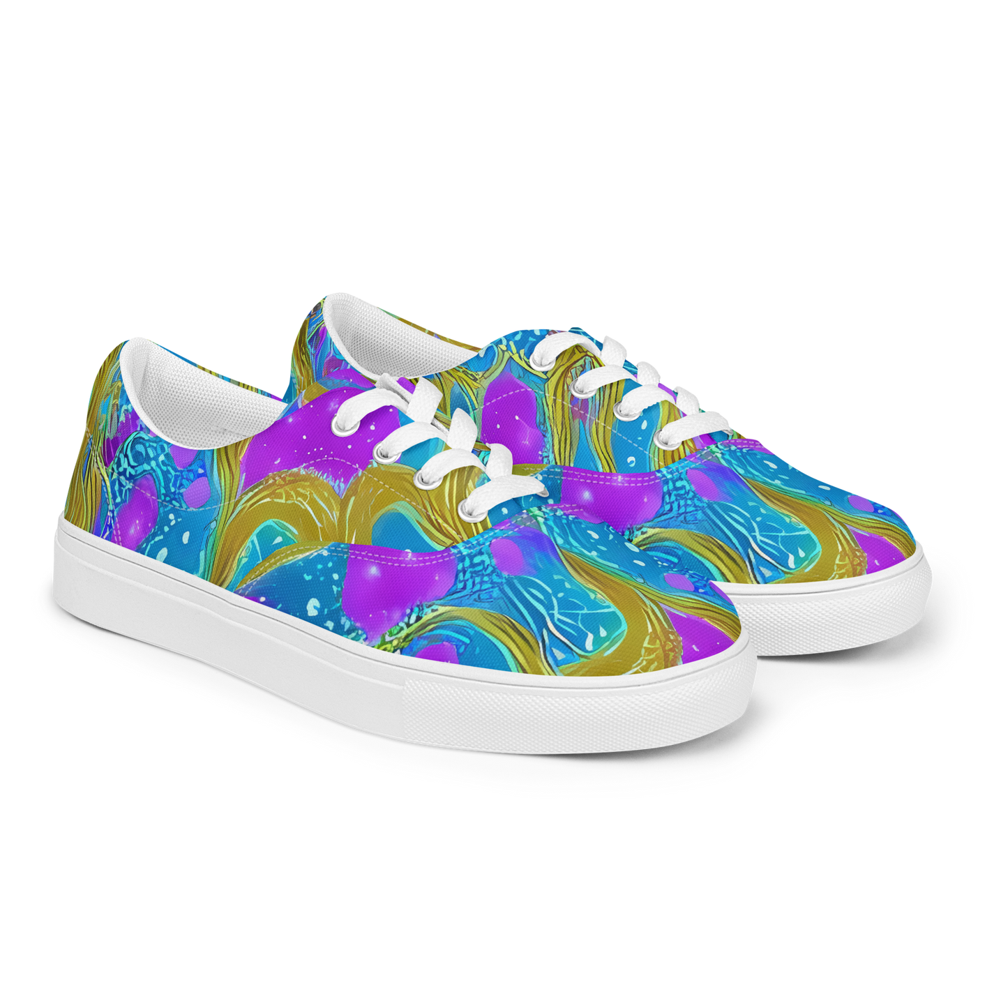 Women's Lace-Up Canvas Shoes - Mystic Waves