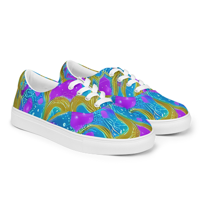 Women's Lace-Up Canvas Shoes - Mystic Waves