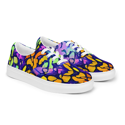 Women's Lace-Up Canvas Shoes - Surreal Waveforms