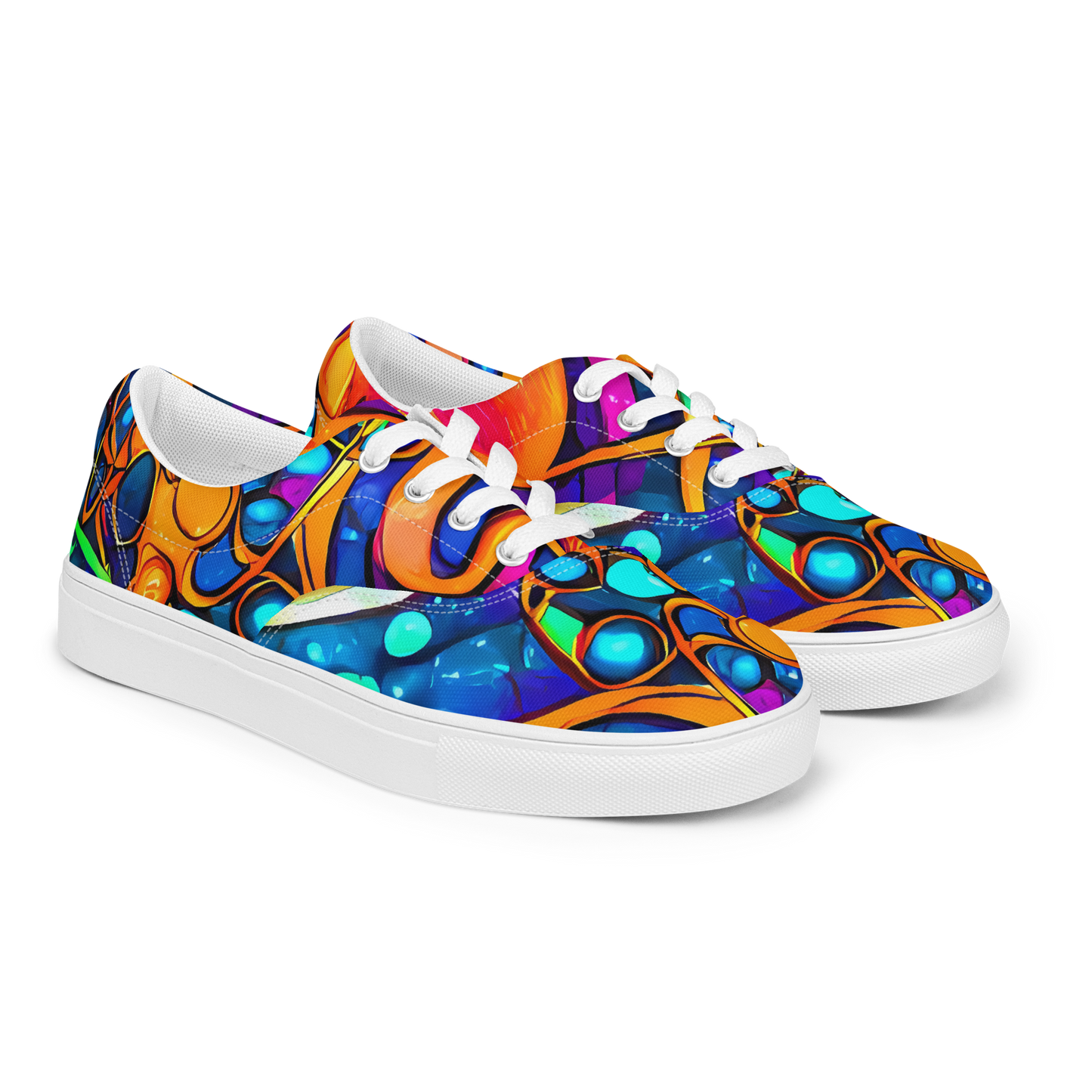 Women's Lace-Up Canvas Shoes - Iridescent Nebula