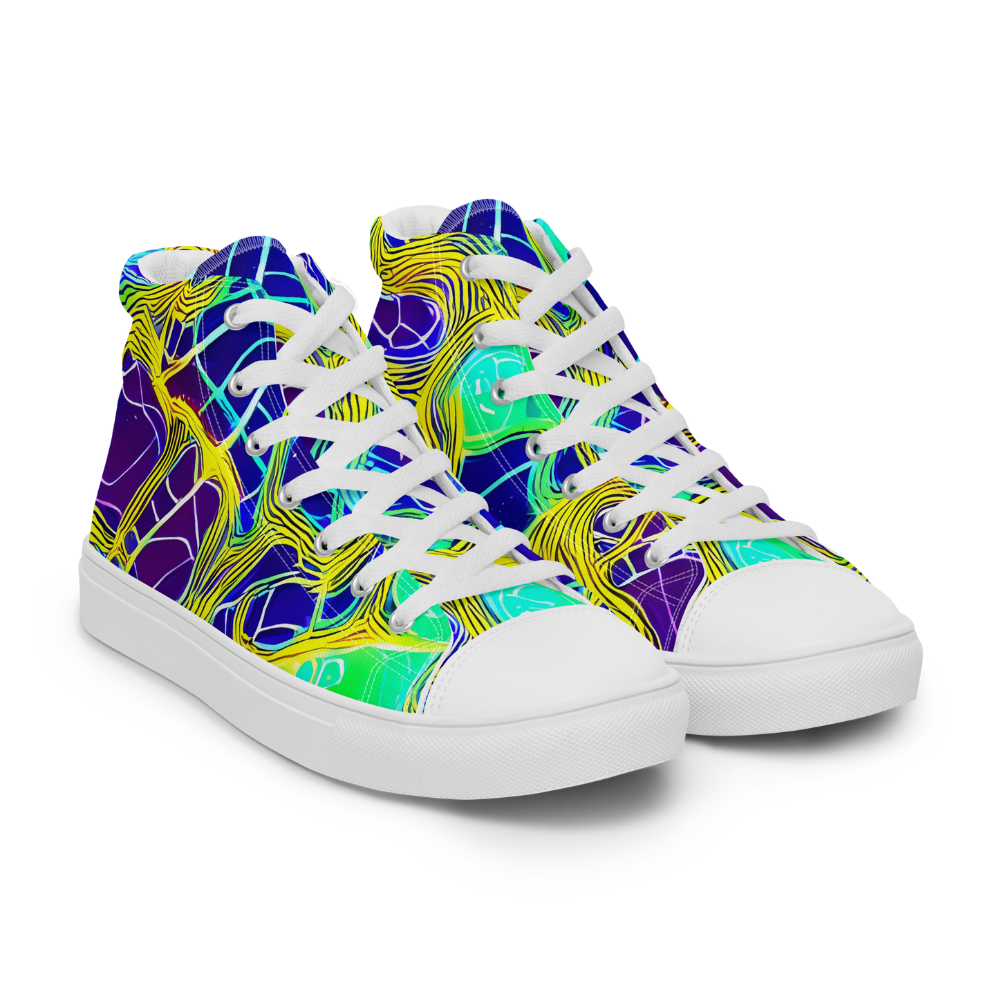 Men's High Top Canvas Shoes - Neon Jungle Rhapsody