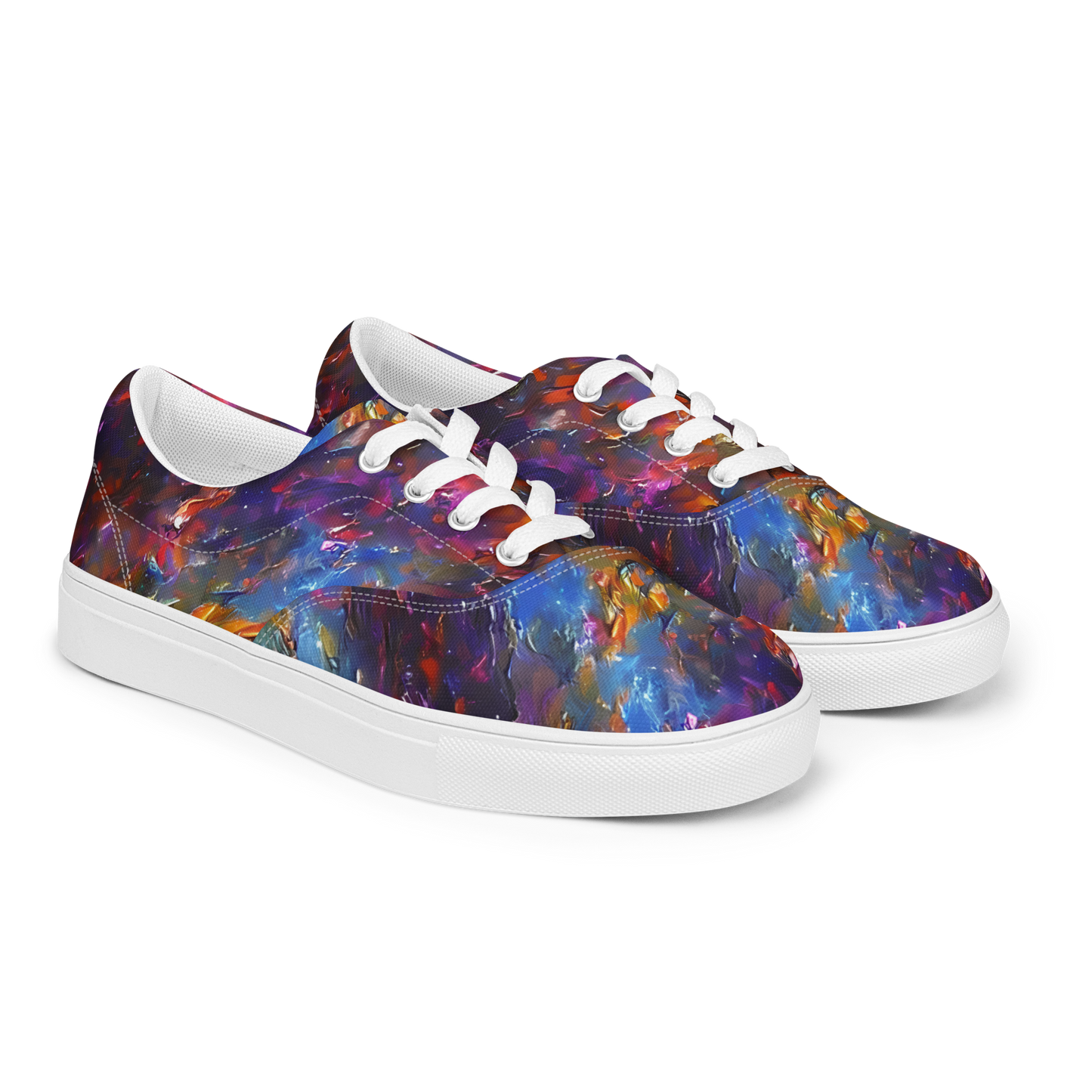 Women's Lace-Up Canvas Shoes - Auroral Ripples
