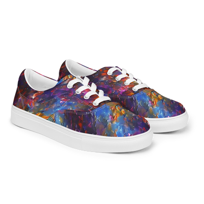 Women's Lace-Up Canvas Shoes - Auroral Ripples