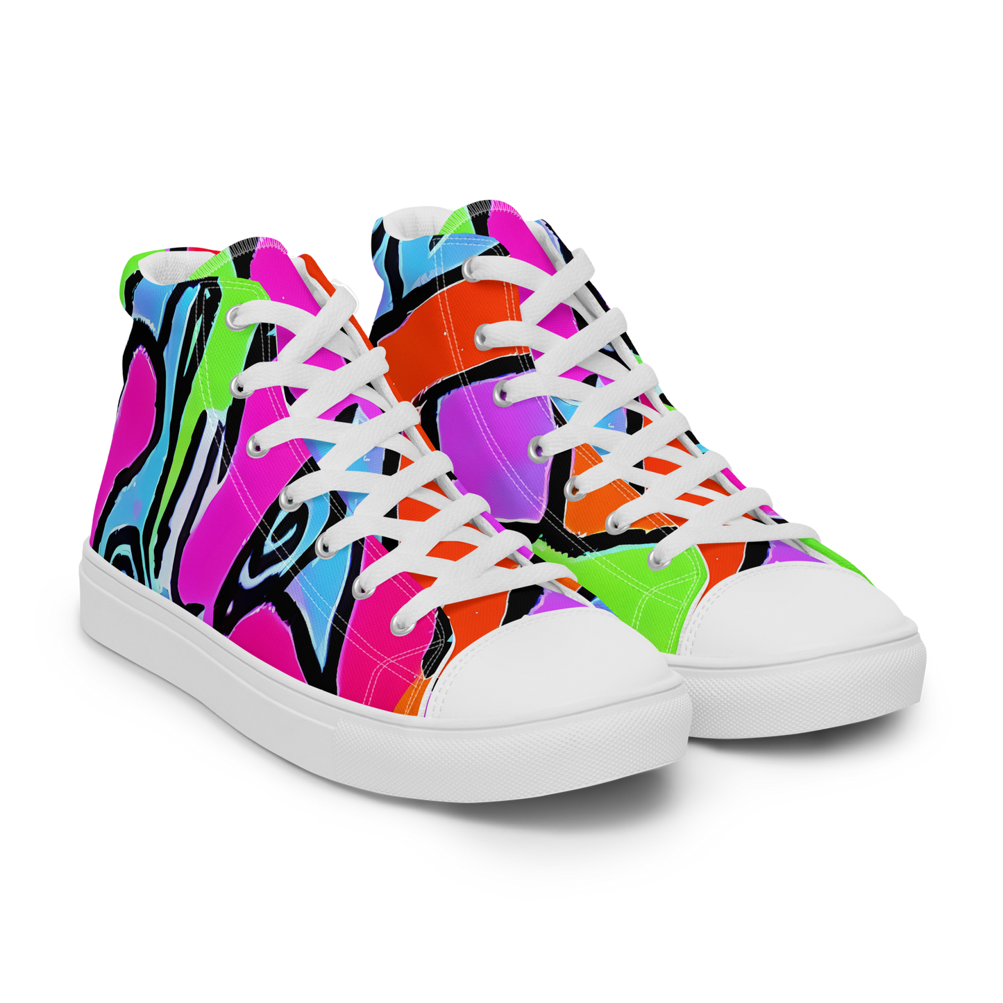 Men's High Top Canvas Shoes - Electric Mosaic