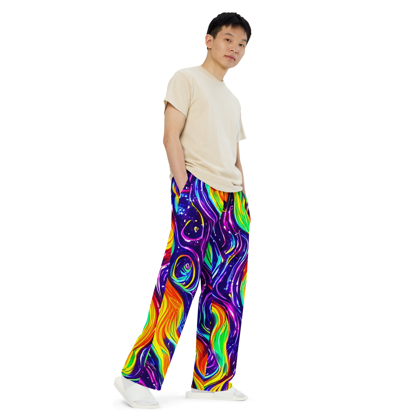 Wide-Leg Pants - Galactic Flames