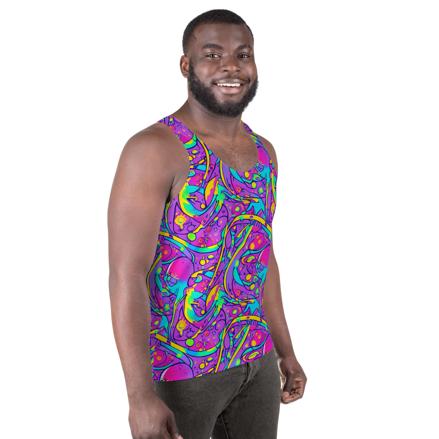 Men's Tank Top - Neon Galaxy Whirl