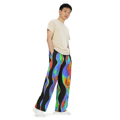 Wide-Leg Pants - Vibrant Vortices