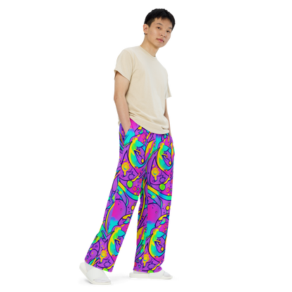 Wide-Leg Pants - Neon Galaxy Whirl