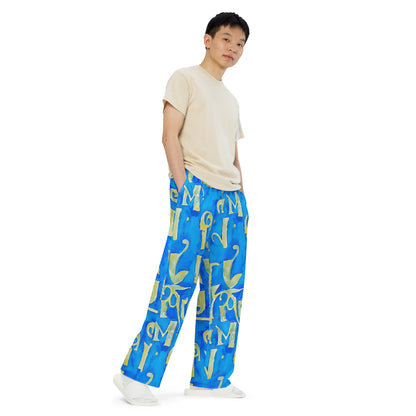 Wide-Leg Pants - Golden Glyphs