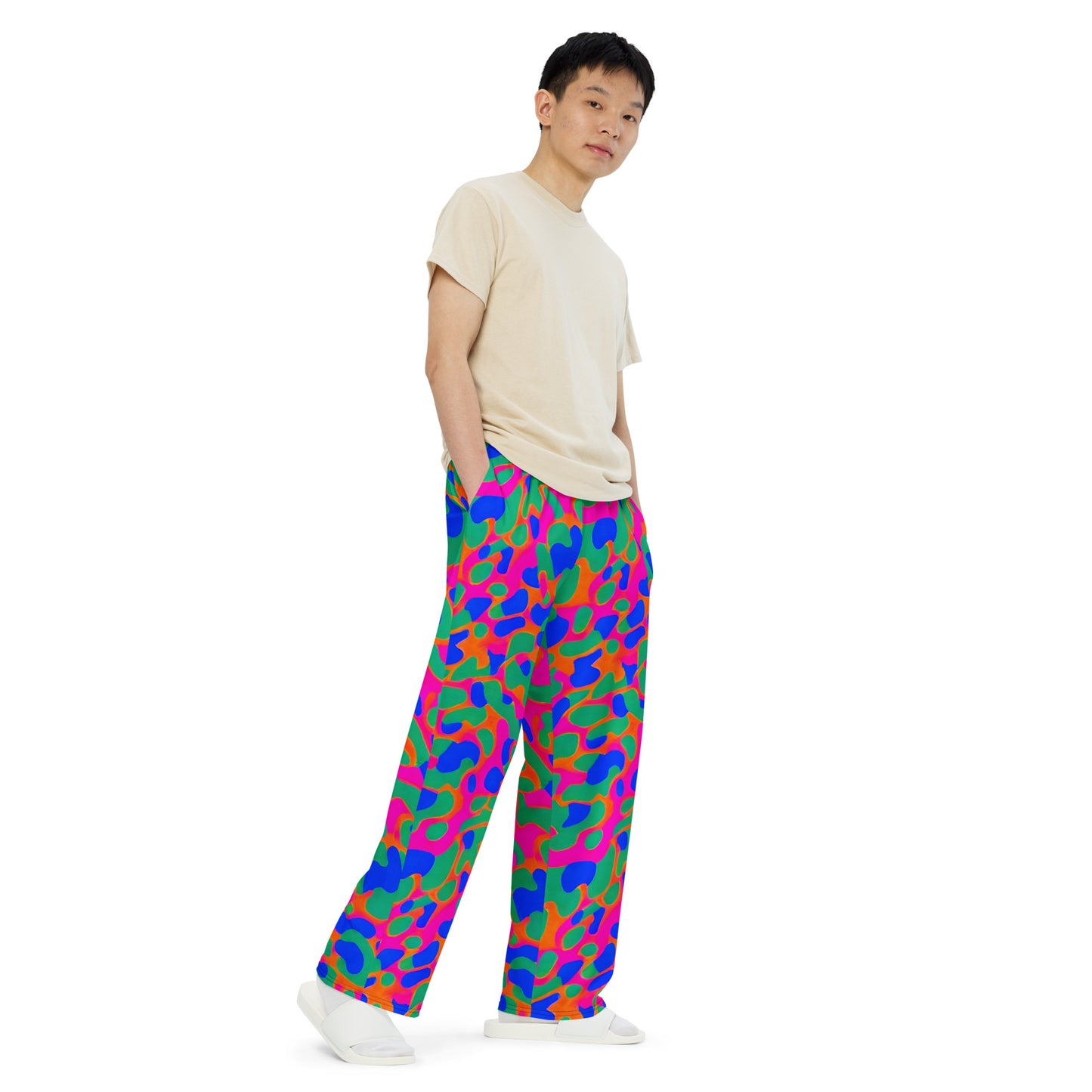 Wide-Leg Pants - Fluorescent Camouflage