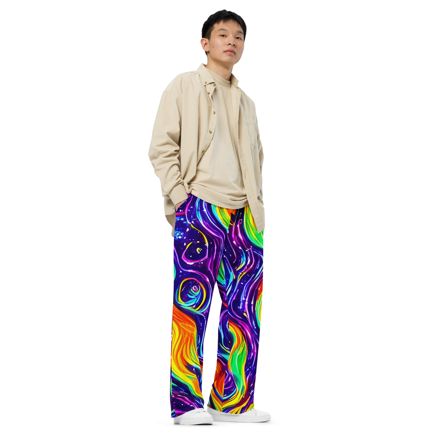 Wide-Leg Pants - Galactic Flames