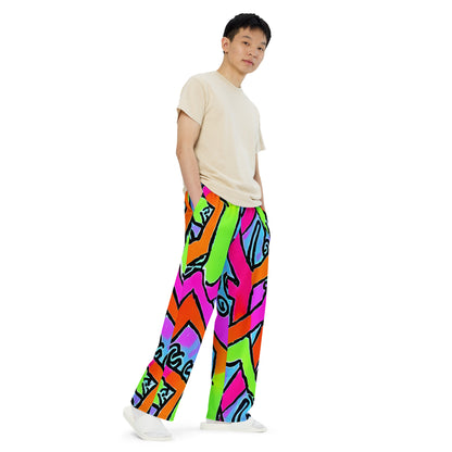 Wide-Leg Pants - Electric Mosaic