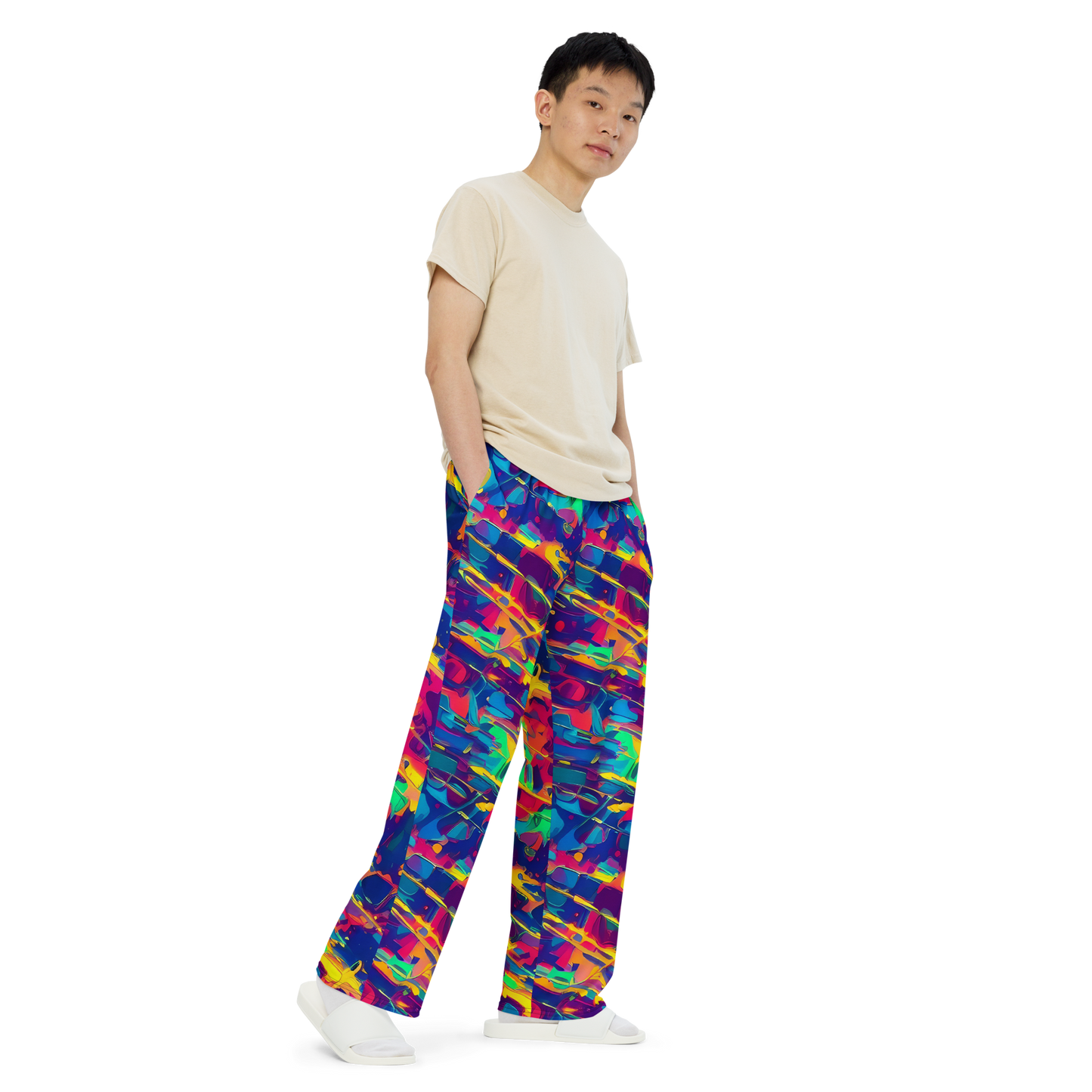 Wide-Leg Pants - Spectrum Streaks