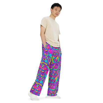 Wide-Leg Pants - Neon Galaxy Whirl