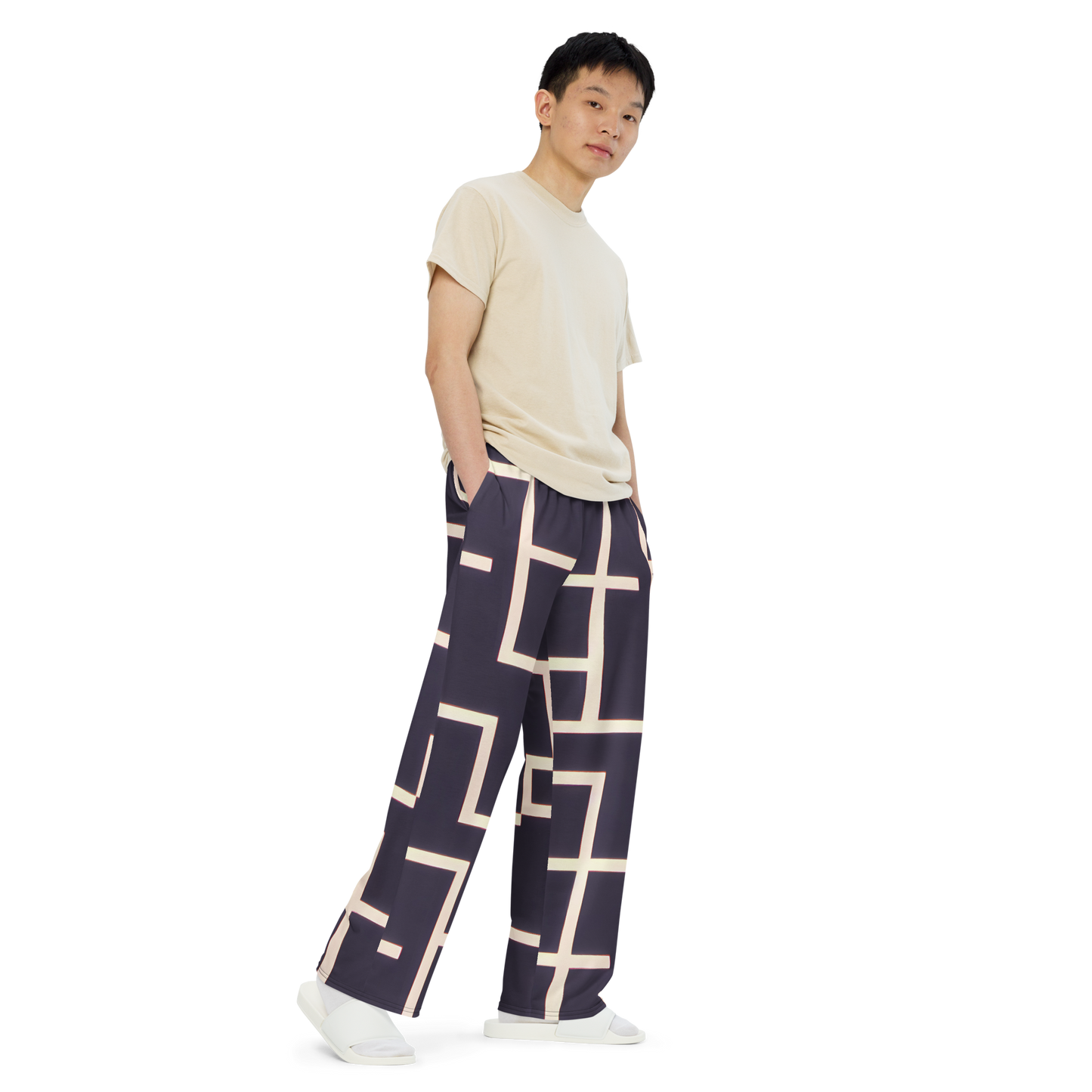 Wide-Leg Pants - Gilded Gridlock