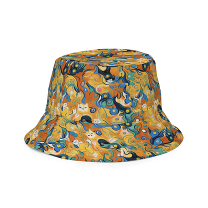 Reversible Bucket Hat - Whimsical Feline Dance