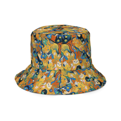 Reversible Bucket Hat - Whimsical Feline Dance