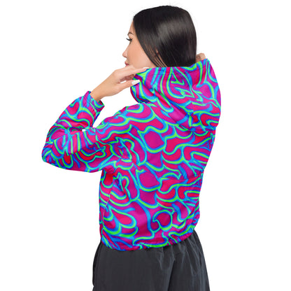 Women’s cropped windbreaker - Aqua Flame