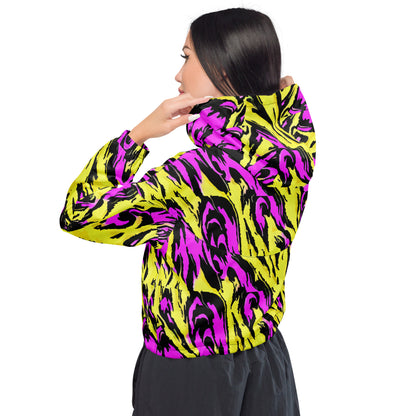 Women’s cropped windbreaker - Electric Zebra