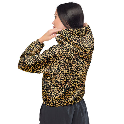 Women’s cropped windbreaker - Mosaic Cheetah