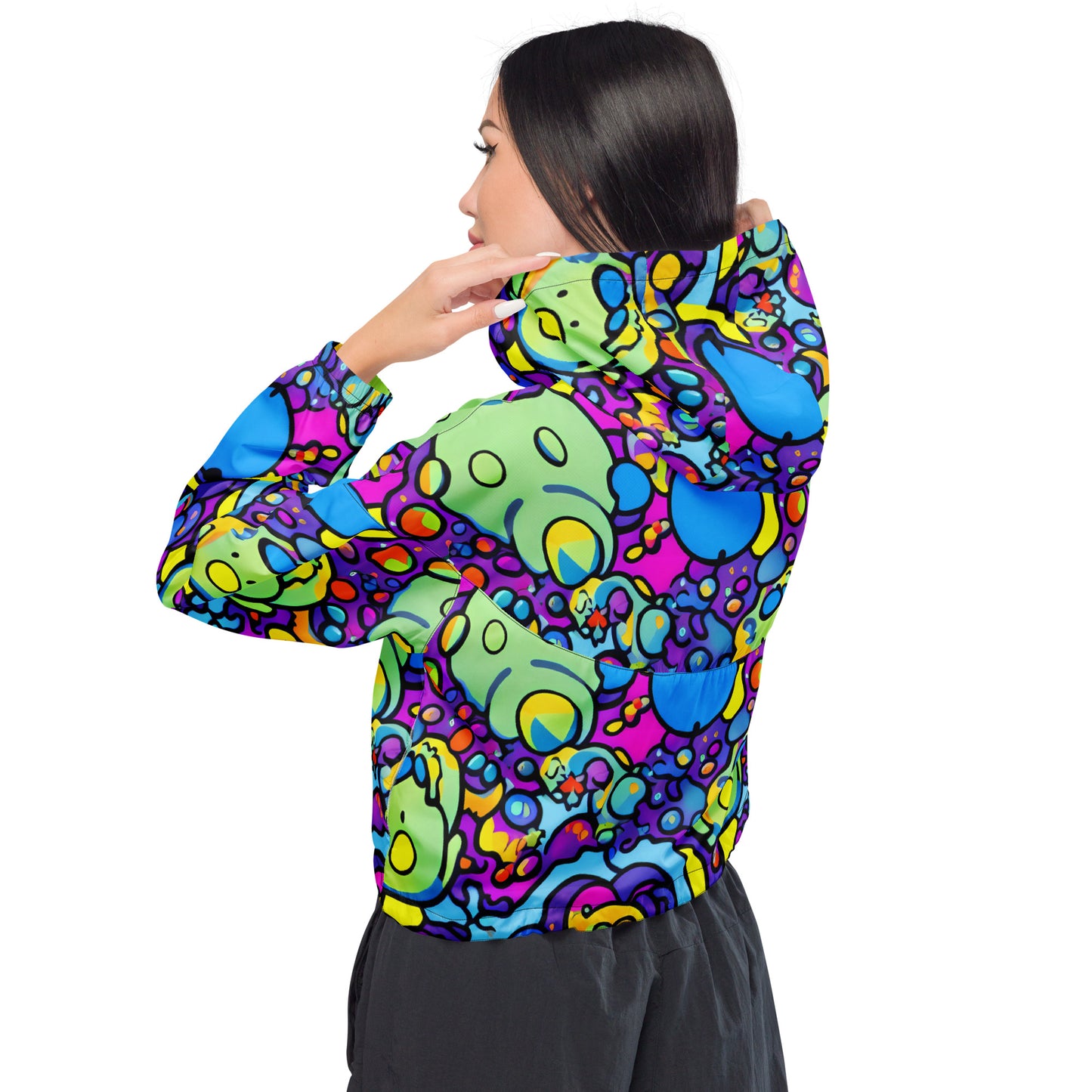 Women’s cropped windbreaker - Mystic Marbles