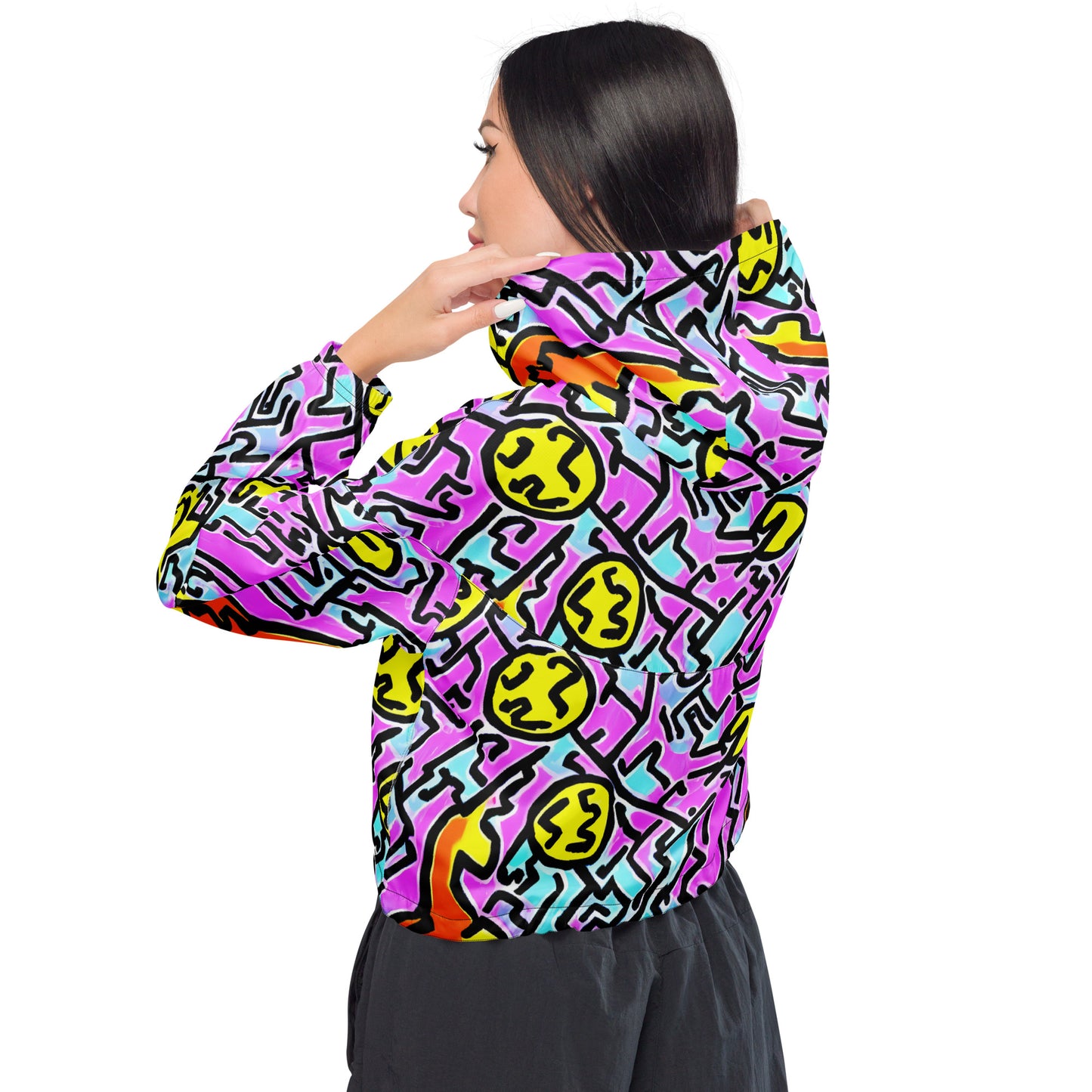 Women’s cropped windbreaker - Punky Scribbles