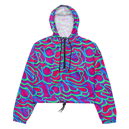 Women’s cropped windbreaker - Aqua Flame