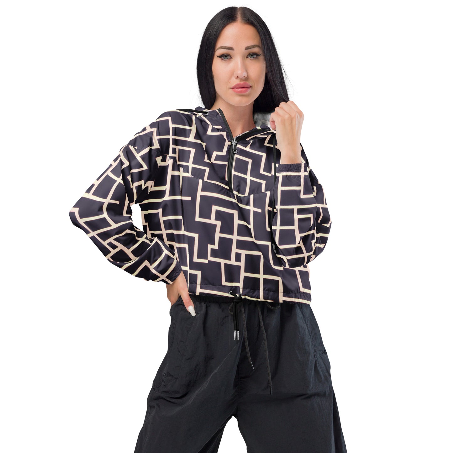 Women’s cropped windbreaker - Aurum Maze