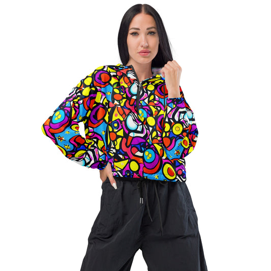 Women’s cropped windbreaker - Cosmic Playroom